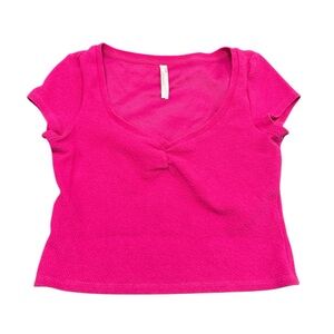 Anthropologie Fuchsia Short Sleeve Top